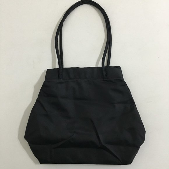 Banana Republic Vintage Nylon Shoulder Bag Tote Black Magnetic Closure Sz Medium - Picture 6 of 16